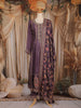Dark Purple Floral Thread and Sequins Embroidered Design Crepe Palazzo Suit