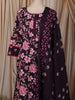Dark Purple Floral Vine Printed Design Cotton Salwar Suit wit Matching Dupatta