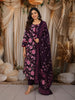 Dark Purple Floral Vine Printed Design Cotton Salwar Suit wit Matching Dupatta