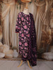 Dark Purple Floral Vine Printed Design Cotton Salwar Suit wit Matching Dupatta
