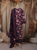 Dark Purple Floral Vine Printed Design Cotton Salwar Suit wit Matching Dupatta