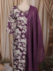 Dark Purple Floral Vine Printed Design Cotton Straight Cut Salwar Suit with Dupatta
