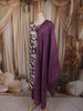 Dark Purple Floral Vine Printed Design Cotton Straight Cut Salwar Suit with Dupatta