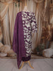 Dark Purple Floral Vine Printed Design Cotton Straight Cut Salwar Suit with Dupatta