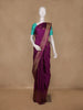 Dark Purple Floral Woven Pure Kanchipuram Silk Saree