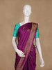 Dark Purple Floral Woven Pure Kanchipuram Silk Saree