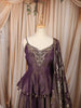 Dark Purple Floral Zardozi Embroidered Design Tissue Silk Fancy Wear Peplum Palazzo Suit with Matching Dupatta