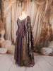 Dark Purple Floral Zardozi Embroidered Design Tissue Silk Fancy Wear Peplum Palazzo Suit with Matching Dupatta