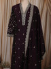 Dark Purple Floral Zari Embroidered Design Georgette Straight Cut Salwar Suit with Matching Dupatta