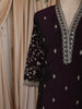 Dark Purple Floral Zari Embroidered Design Georgette Straight Cut Salwar Suit with Matching Dupatta