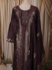 Dark Purple Floral Zari Embroidered Design Tissue Silk Straight Cut Salwar Suit with Dupatta