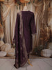 Dark Purple Floral Zari Embroidered Design Tissue Silk Straight Cut Salwar Suit with Dupatta