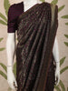 Dark Purple Floral Zari Woven Design Banarasi Silk Fancy Saree with Designer Border