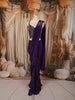 Dark Purple Geometric Sequins and Beads Embroidered Design Satin  Ready To Wear Saree with Matching Designer Blouse