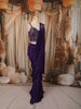 Dark Purple Geometric Sequins and Beads Embroidered Design Satin  Ready To Wear Saree with Matching Designer Blouse