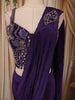 Dark Purple Geometric Sequins and Beads Embroidered Design Satin  Ready To Wear Saree with Matching Designer Blouse