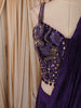 Dark Purple Geometric Sequins and Beads Embroidered Design Satin  Ready To Wear Saree with Matching Designer Blouse