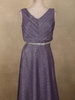 Dark Purple Glitter Design Net Party Wear Gown with Waist Belt