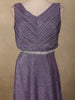 Dark Purple Glitter Design Net Party Wear Gown with Waist Belt