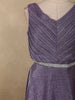 Dark Purple Glitter Design Net Party Wear Gown with Waist Belt