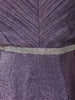 Dark Purple Glitter Design Net Party Wear Gown with Waist Belt