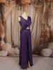 Dark Purple Heavy Thread and Mirror Embroidered Design Crepe Party Wear Palazzo Suit with Matching Draped Dupatta
