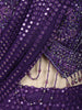 Dark Purple Heavy Thread and Mirror Embroidered Design Crepe Party Wear Palazzo Suit with Matching Draped Dupatta