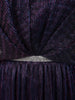 Dark Purple Metallic Shimmer Pleated A-Line Party Wear Gown with Cape Sleeves