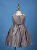 Dark Purple Metallic Shine Satin Party Frock With Oversized Glitter Floral Embellishment