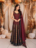 Dark Purple Multicolor Floral Vine Embroidered Design Tissue Silk Palazzo Suit with Matching Dupatta