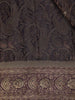 Dark Purple Paisley Woven Banarasi Silk Saree