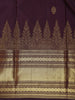 Dark Purple Peacock Butta Woven Design Pure Kanchipuram Silk Saree