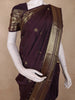 Dark Purple Peacock Butta Woven Design Pure Kanchipuram Silk Saree