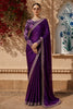 Dark Purple Satin Saree with Designer Border