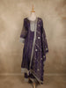Dark Purple Sequins Embroidered Design Semi Tissue Palazzo Suit