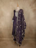 Dark Purple Sequins Embroidered Design Semi Tissue Palazzo Suit