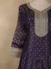 Dark Purple Sequins Embroidered Design Semi Tissue Palazzo Suit