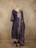 Dark Purple Sequins Embroidered Design Semi Tissue Palazzo Suit