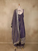 Dark Purple Sequins Embroidery Design Tissue Silk Palazzo Suit with Designer Dupatta