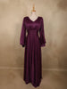 Dark Purple Shimmer Solid And Glitter Design Party Wear Gown with Empire Waist
