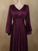 Dark Purple Shimmer Solid And Glitter Design Party Wear Gown with Empire Waist