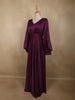 Dark Purple Shimmer Solid And Glitter Design Party Wear Gown with Empire Waist