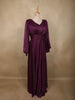 Dark Purple Shimmer Solid And Glitter Design Party Wear Gown with Empire Waist