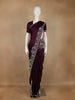 Dark Purple Solid Design Satin Silk Saree With Stone Embellished Border