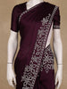 Dark Purple Solid Design Satin Silk Saree With Stone Embellished Border