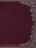 Dark Purple Solid Design Satin Silk Saree With Stone Embellished Border