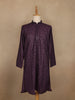 Dark Purple Thread Embroidered Sequin Work Cotton Kurta For Men