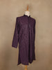 Dark Purple Thread Embroidered Sequin Work Cotton Kurta For Men