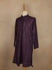 Dark Purple Thread Embroidered Sequin Work Cotton Kurta For Men