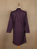 Dark Purple Thread Embroidered Sequin Work Cotton Kurta For Men